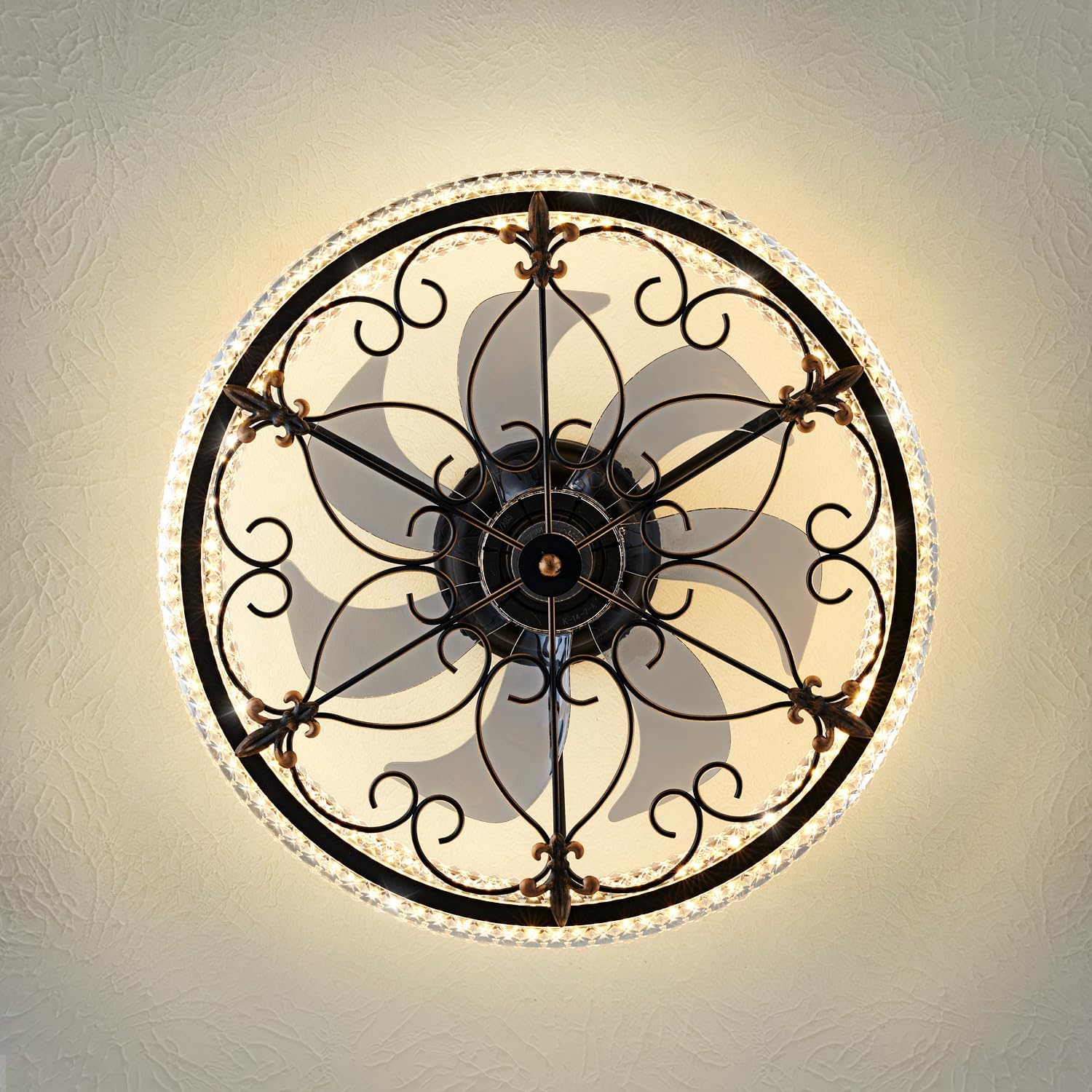 Caged Ceiling Fan with Lights Remote Control, 6 Speeds 3 Color Farmhouse Industrial Ceiling Fan with Light for Kitchen Bedroom Living Room