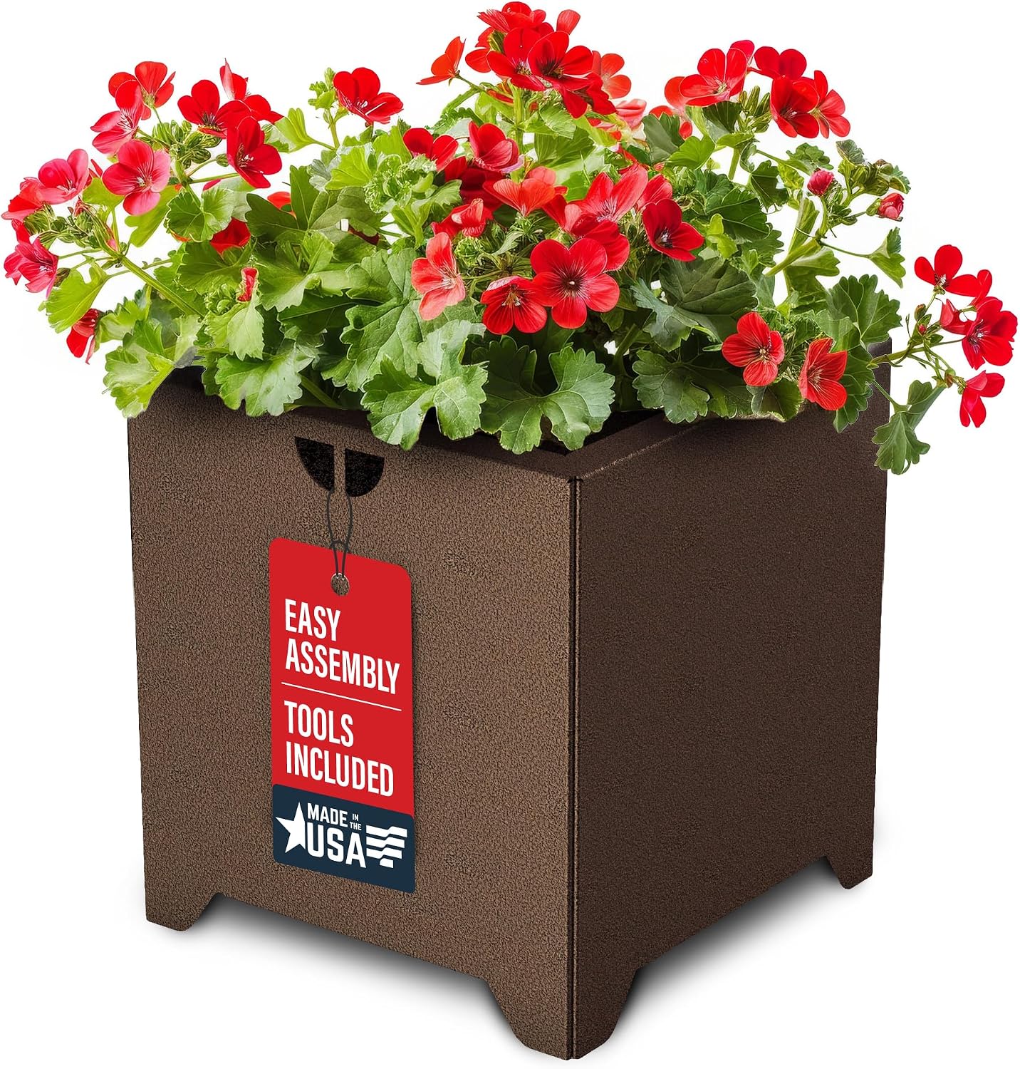 Tarter Cube Modern Planter for Outdoor Plants with Tools Included - 18.5 in. H x 17.5 in. L x 17.5 in. D - Large Raised Garden Bed Planter Box with Galvanized Steel - Lawn & Gardening Essentials
