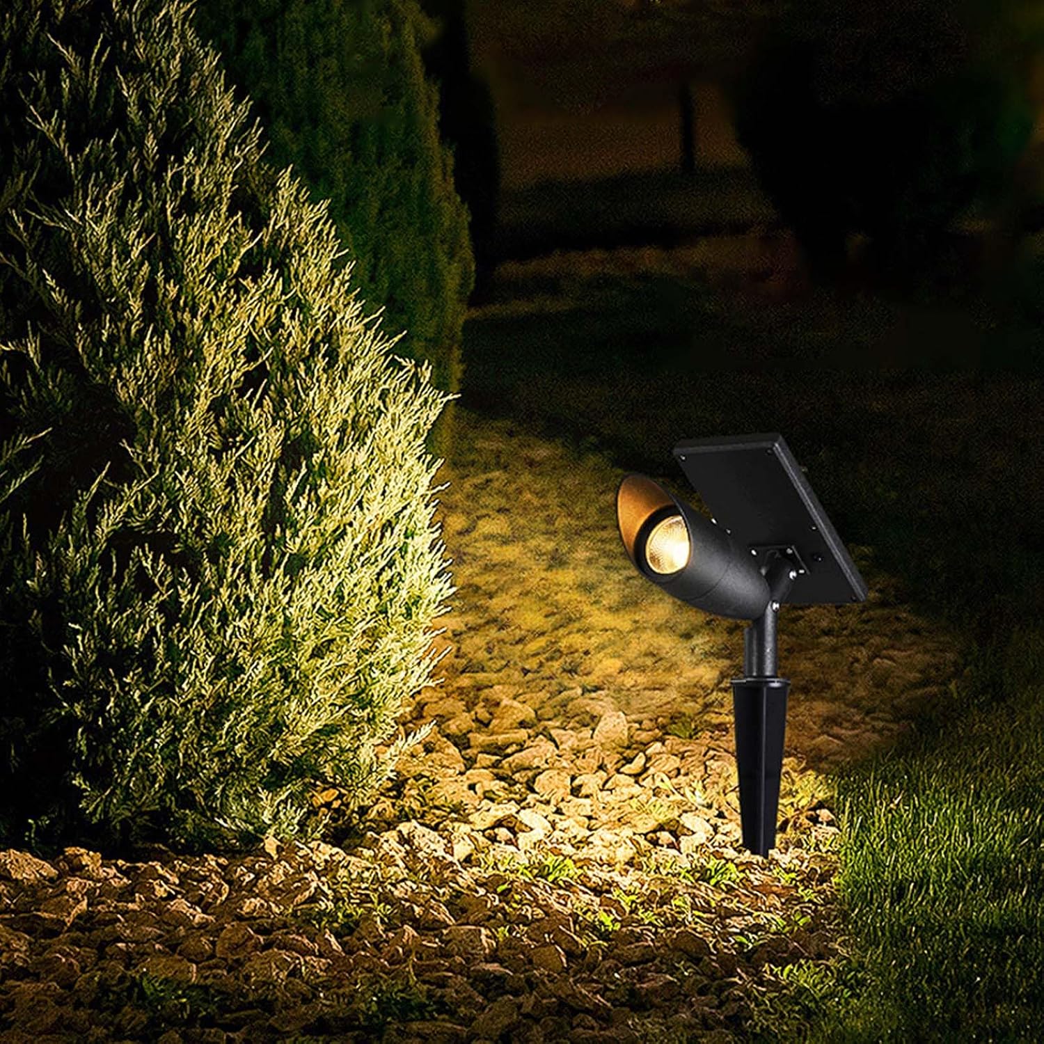 Solar SpotlightOutdoor, Waterproof, Led Lighting Waterproof Graden Lights,Solar Landscape Spotlight, Ground Lamp for Lawn Trees, Flag, Garden, Pond, Pathway, Pool Area Warm Light