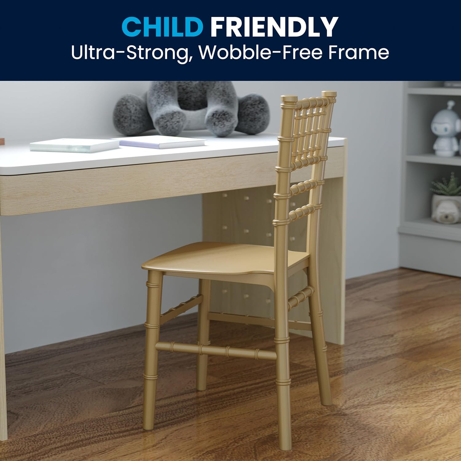 Flash Furniture Hercules 6 Pack Child's Gold Resin Party and Event Chiavari Chair for Commercial & Residential Use