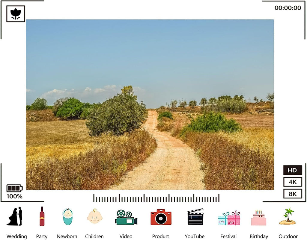 Trykid 20x10ft Rural Dirt Road Dry Vegetation Backdrop Countryside Clear Sky Landscape Photography Background Travel Adventure Decor Party Decoration Photo Booth Prop Fabric