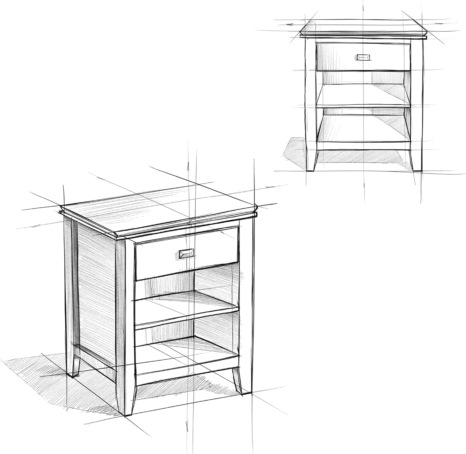 SIMPLIHOME Artisan Bedside Table - 24 inch Wide Solid Wood Nightstand Table in Black, Contemporary Bedroom Side or End Table with 1 Drawer, Open Shelf Storage and Bronze Knobs