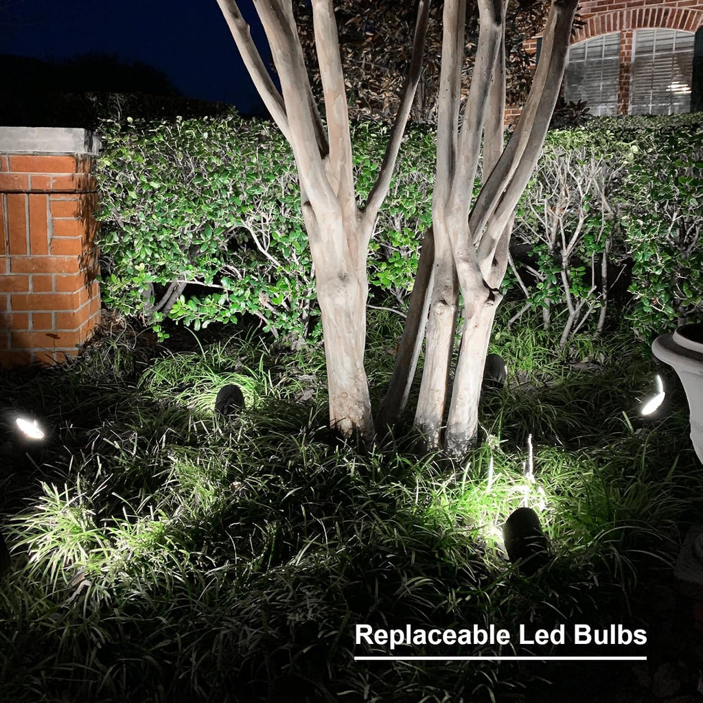 GOODSMANN Low Voltage Spot Light Landscape Lighting 8 PK 5W LED 6500K for Outdoor Lighting with Metal Spike and Connector Garden, Pathway, and Driveway 9121-16102-08A