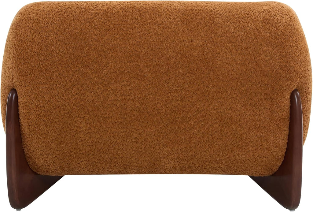 Christopher Knight Home Holly Modern Boucle Fabric Upholstered Club Chair for Living Room, Home Office, Apartment, Relaxing Chair with Removable Cushion and Birch Wood Legs, Caramel Brown + Walnut