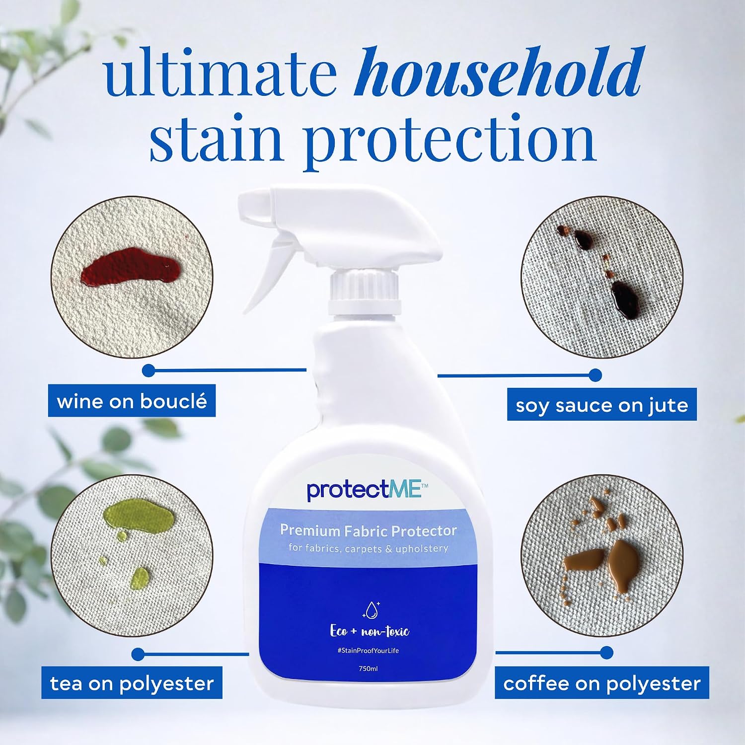 protectME Fabric Protector Spray Bundle - 25.4 oz + 84.5 oz - Non Toxic, Odorless Upholstery & Fabric Stain Guard for Couch, Carpet, Shoes, Sofa, Furniture - Water-Based & Long-Lasting Protection