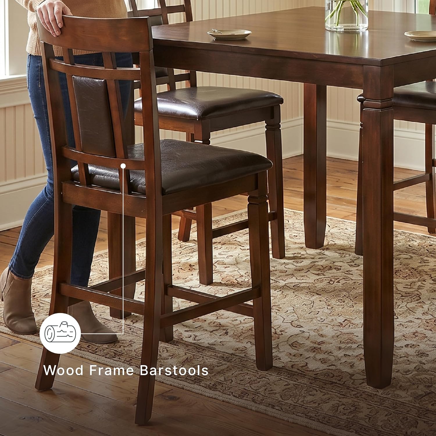 Signature Design by Ashley Bennox 5 Piece Counter Height Dining Set, Includes Table & 4 Barstools, Brown