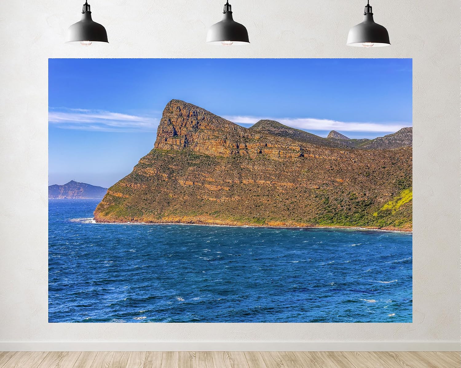 Trykid 20x10ft Coastal Rock Cliffs Backdrop Blue Ocean Clear Sky Rugged Terrain Photography Background Landscape Shoots Tapestry Party Decoration Photo Studio Prop Fabric
