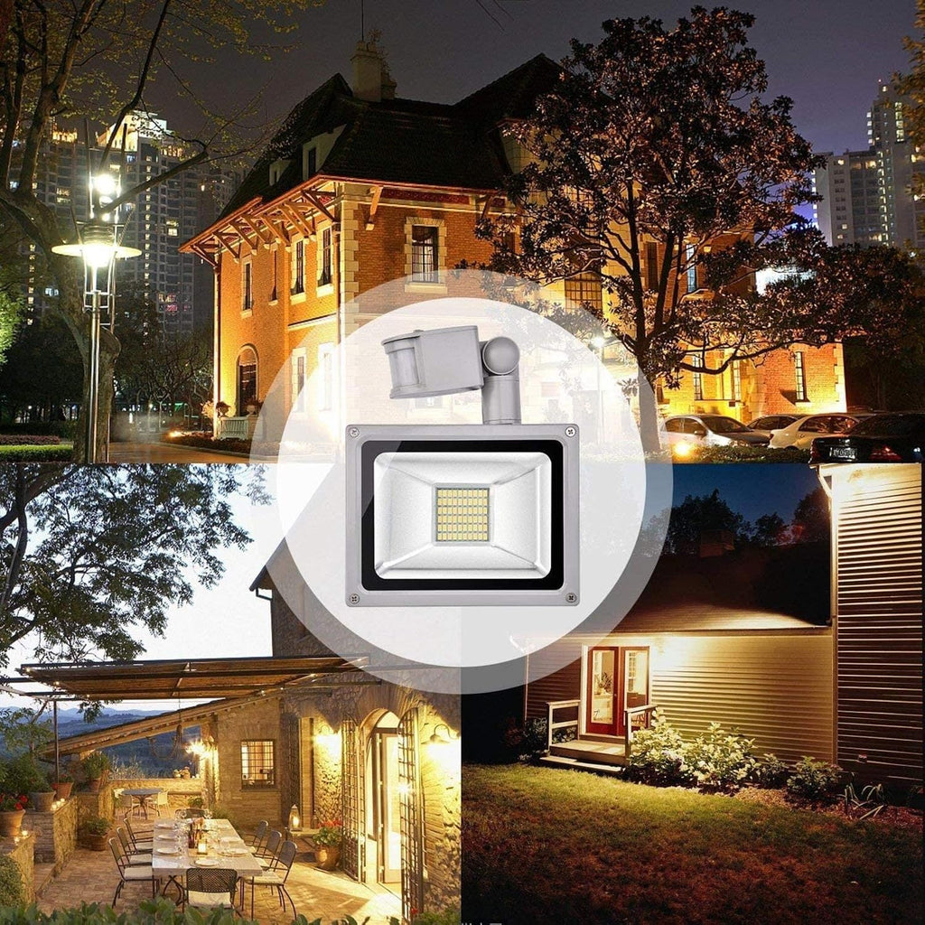 Solar Flood Lights 20W Warm White LED Spotlight with Motion, Outdoor Floodlights, Ip65 Waterproof Lamp, 2000Lm, 2800 3200 K