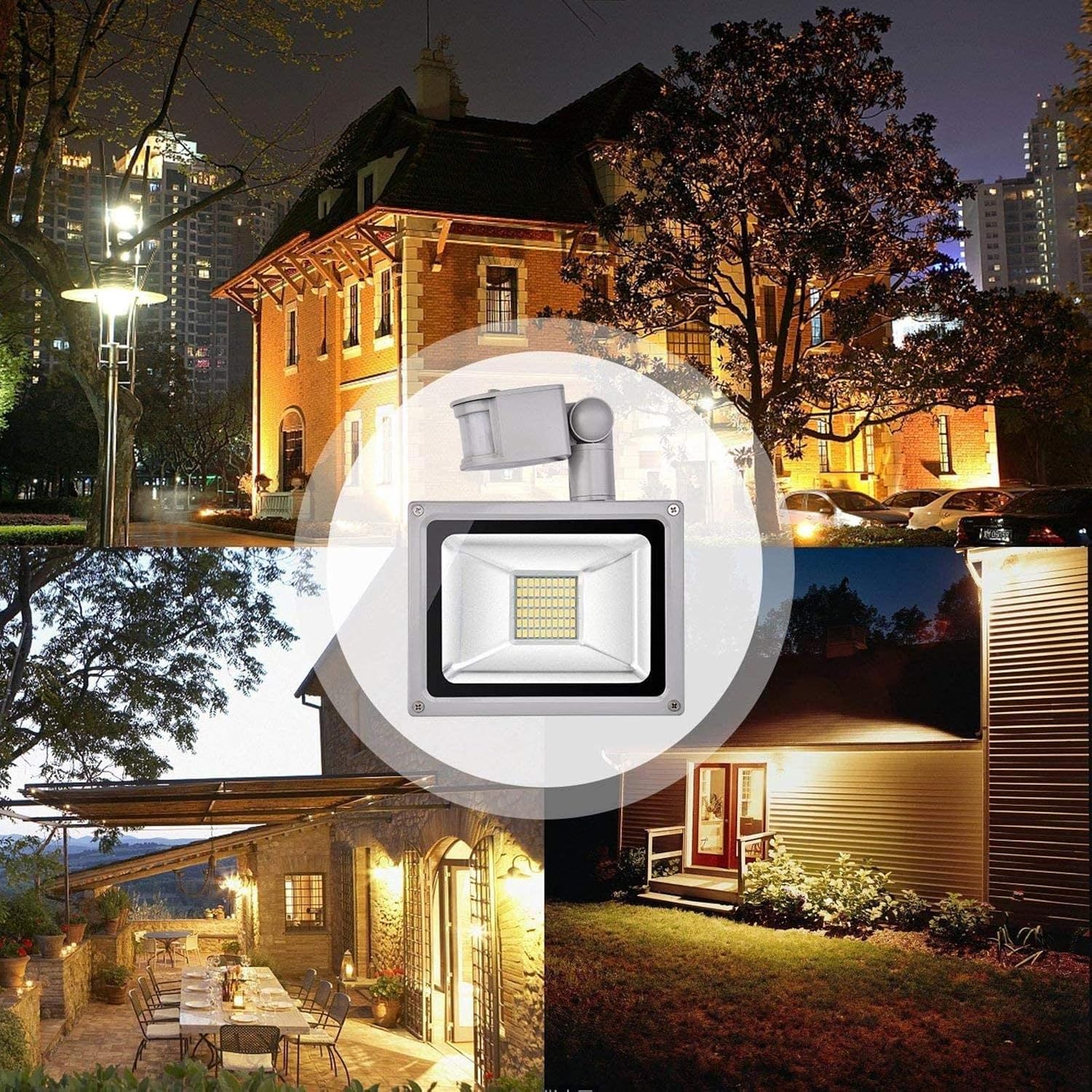 Solar Flood Lights 20W Warm White LED Spotlight with Motion, Outdoor Floodlights, Ip65 Waterproof Lamp, 2000Lm, 2800 3200 K
