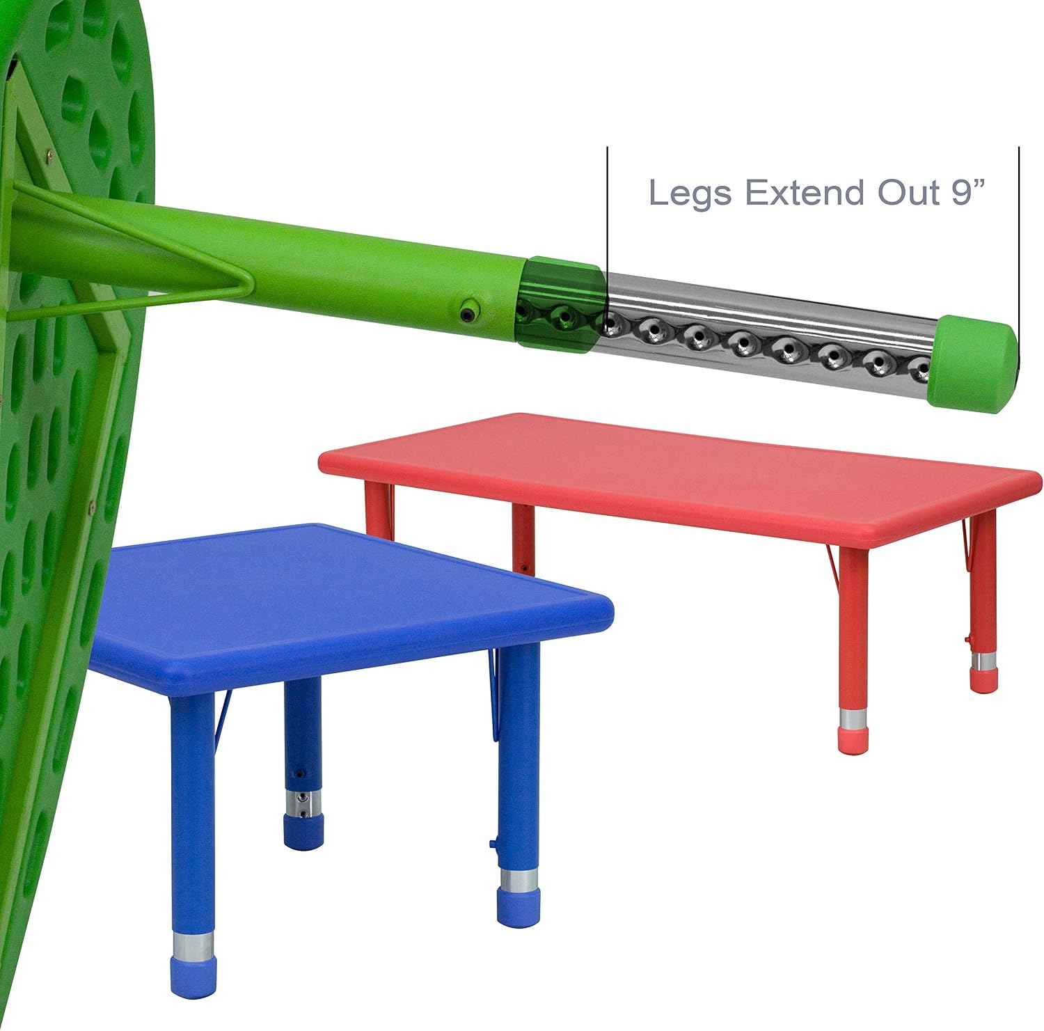 Flash Furniture 35''W x 65''L Half-Moon Green Plastic Height Adjustable Activity Table
