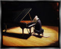 Stupell Industries Mouse Musician Playing Grand Piano Stage Spotlight Floating Framed Wall Art, Design By Lucia Heffernan