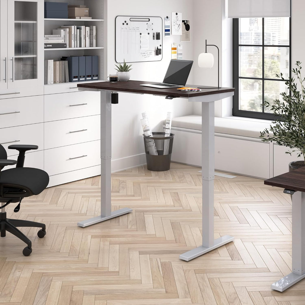 Bush Business Furniture 48-inch Electric Height Adjustable Standing Desk, Ergonomic Sit-Stand Computer Table for Home and Professional Office, Move 40 Series, Black Walnut with Metallic Gray Base