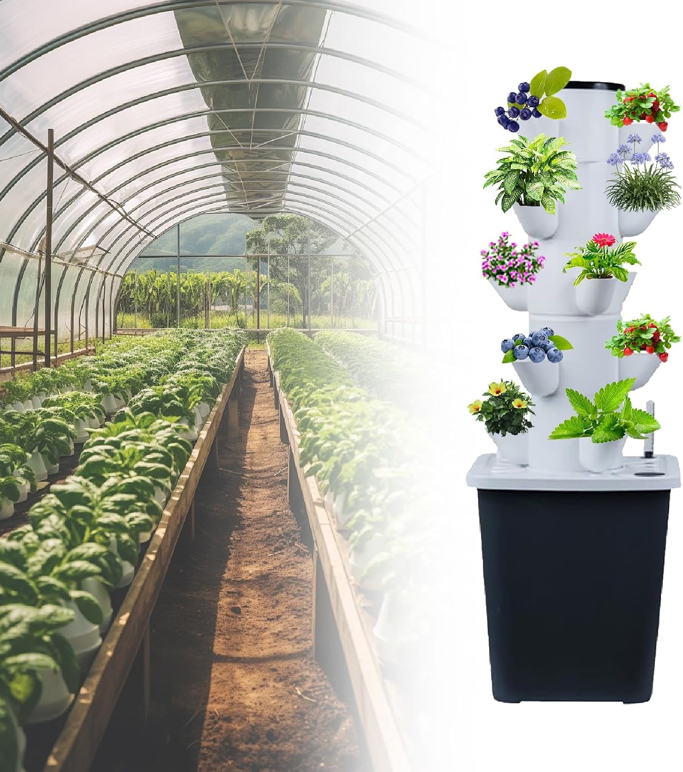Hydroponics Growing System 30-Plant Kit: Indoor Vertical Farming Tower Home Gardening Essentials Aeroponic Tower for Herbs Fruits Vegetable(25holes)