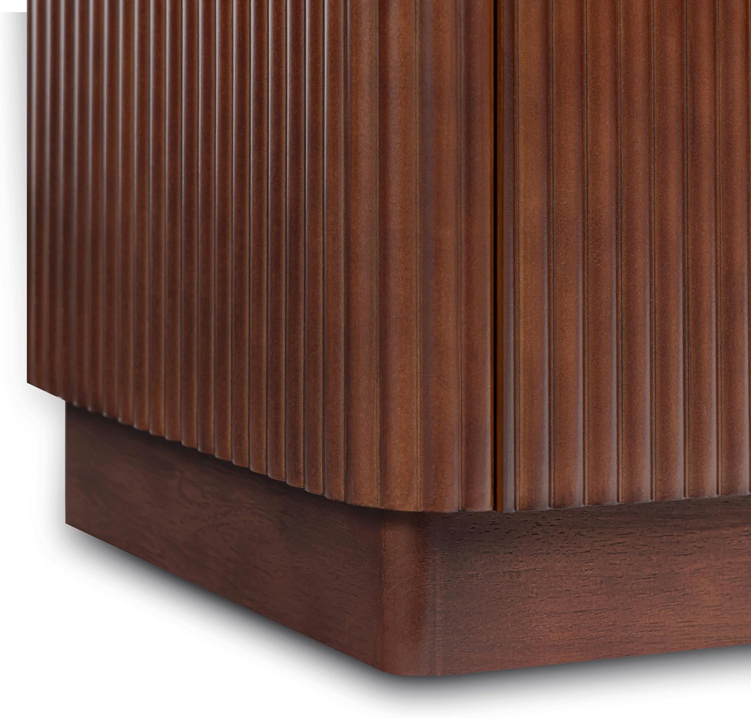 Teamson Home 20'' W Modern Storage 2-Drawer Push to Open Nightstand with Solid Wood Frame, Bedside Table Bedroom Furniture with Reeding Pattern in Scandinavian Style, Walnut
