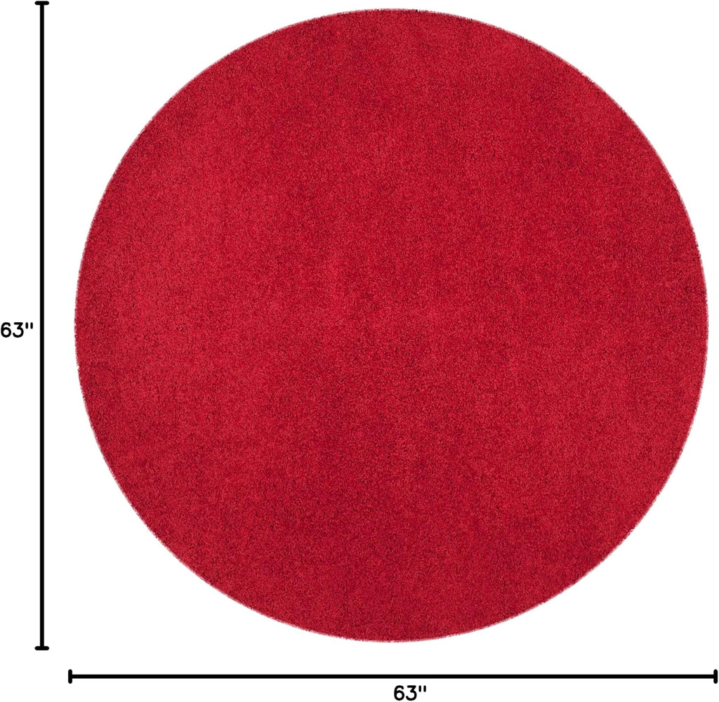 SAFAVIEH Laguna Shag Collection Area Rug - 5'3' Round, Red, Non Shedding & Easy Care, 2-inch Thick, Ideal for The Living Room, Bedroom, Dining (SGL303H-5R)