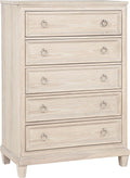 Coaster Home Furnishings - Pembroke - Wood - 5-Drawer Chest of Drawers with Stepped Trim, Ring Pulls, Hidden Storage, Rectangular Profile and Coastal Style - Bedroom - Washed Oak - 215925