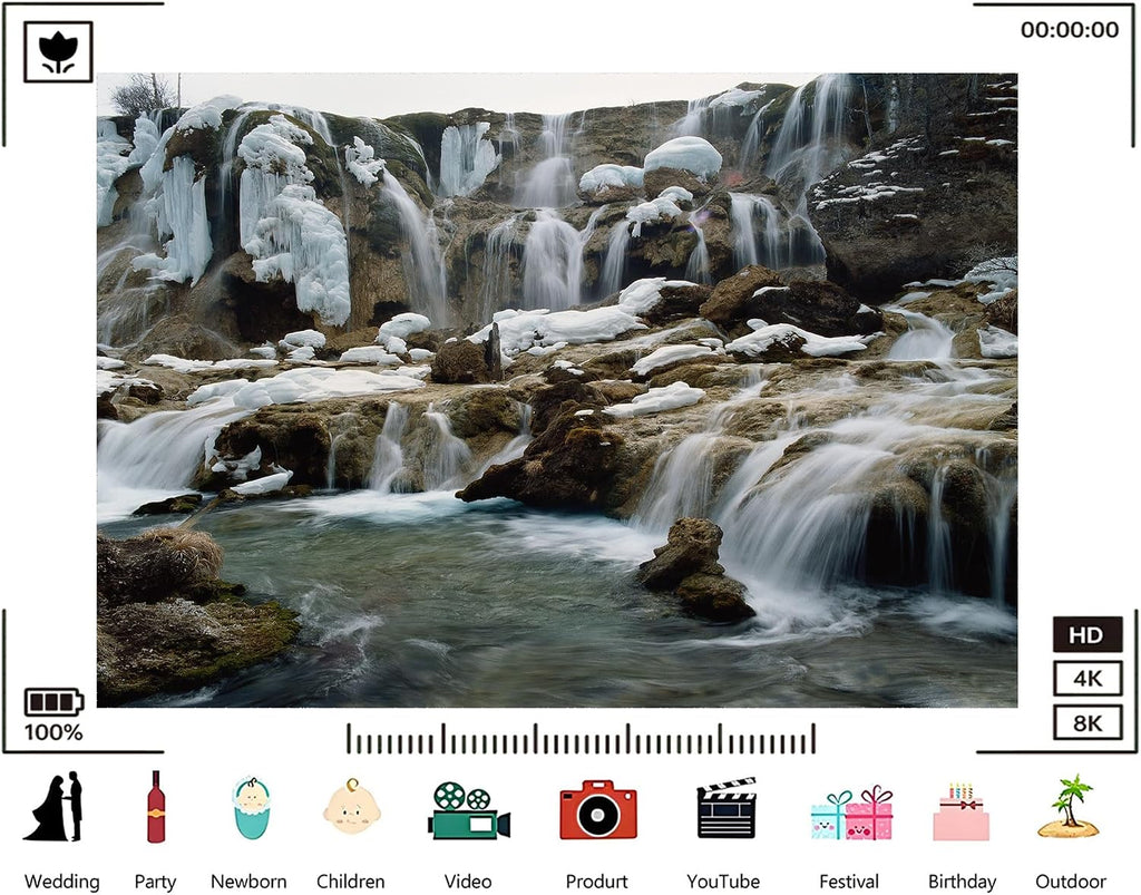 Trykid 20x10ft ICY Waterfall Backdrop Cascading Flows ICY Formations Mossy Rocks Clear Turbulent Water Serene Scene Photography Background Nature Party Decoration Photo Booth Prop Fabric