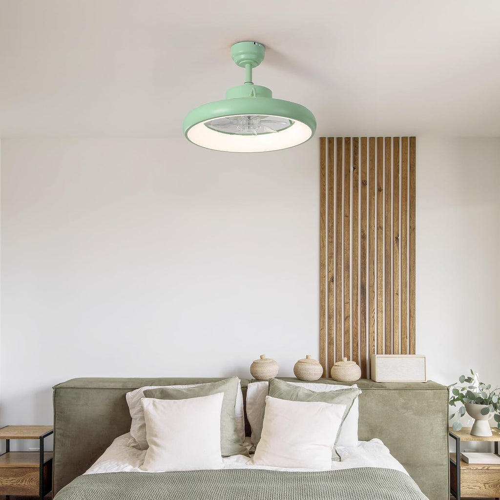 Oval AIR Loren 20' Small Smart Ceiling Fan with Light, Semi Flush Mount, Quiet 6-Speed Reversible Motor, Dimmable LED, Adjustable CCT, App & Remote Control, Scandinavian, Mint AIR8002C