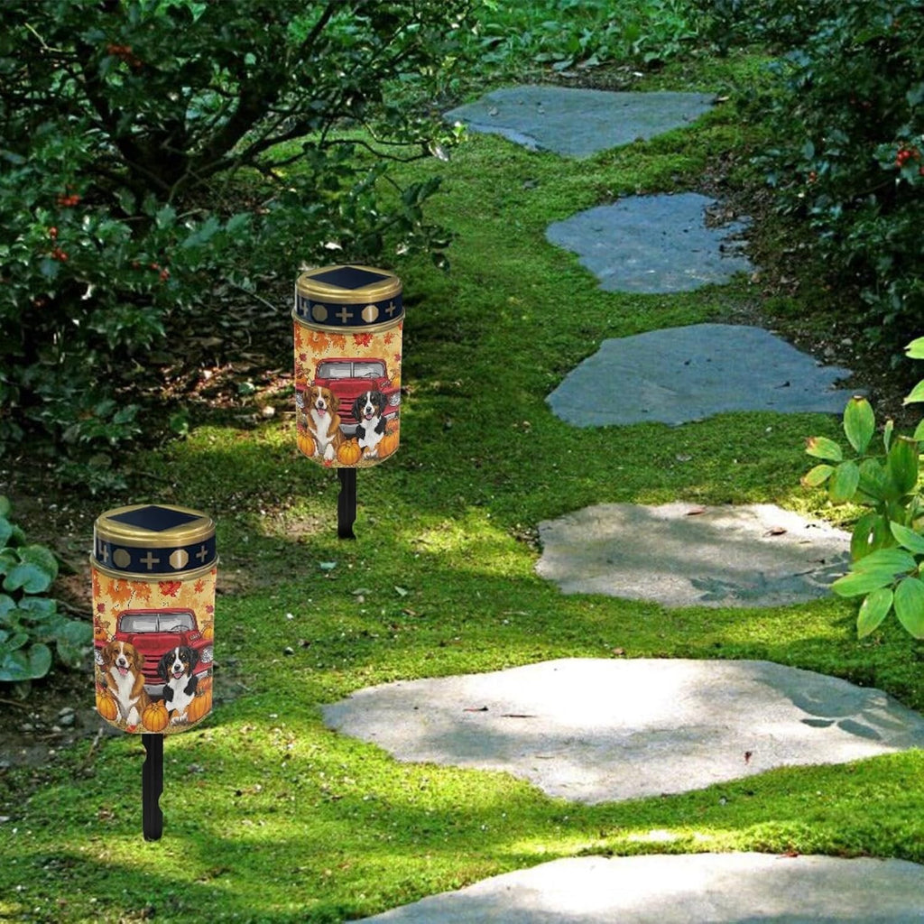 Thanksgiving Puppy Dog Solar Garden Lights Waterproof Solar Pathway Lights Outdoor Set of 10 Thanksgiving Decor Stake Lights Outdoor Decorative for Yard Patio Spotlight Driveway