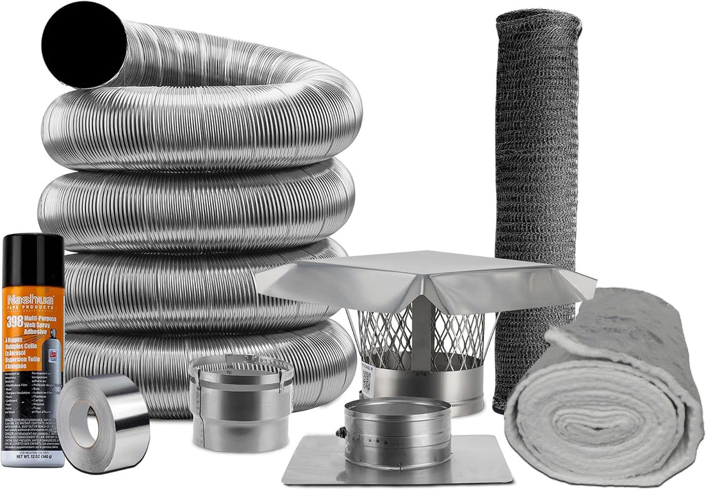 Fireside Chimney Supply Smooth Wall Basic FireSafe Flexible Chimney Liner Insert Kit with Insulation | Fireplace Insert | Stainless Steel Chimney Liner Kit | Made in USA | Heavy-Duty 6 Inch x 20 Feet