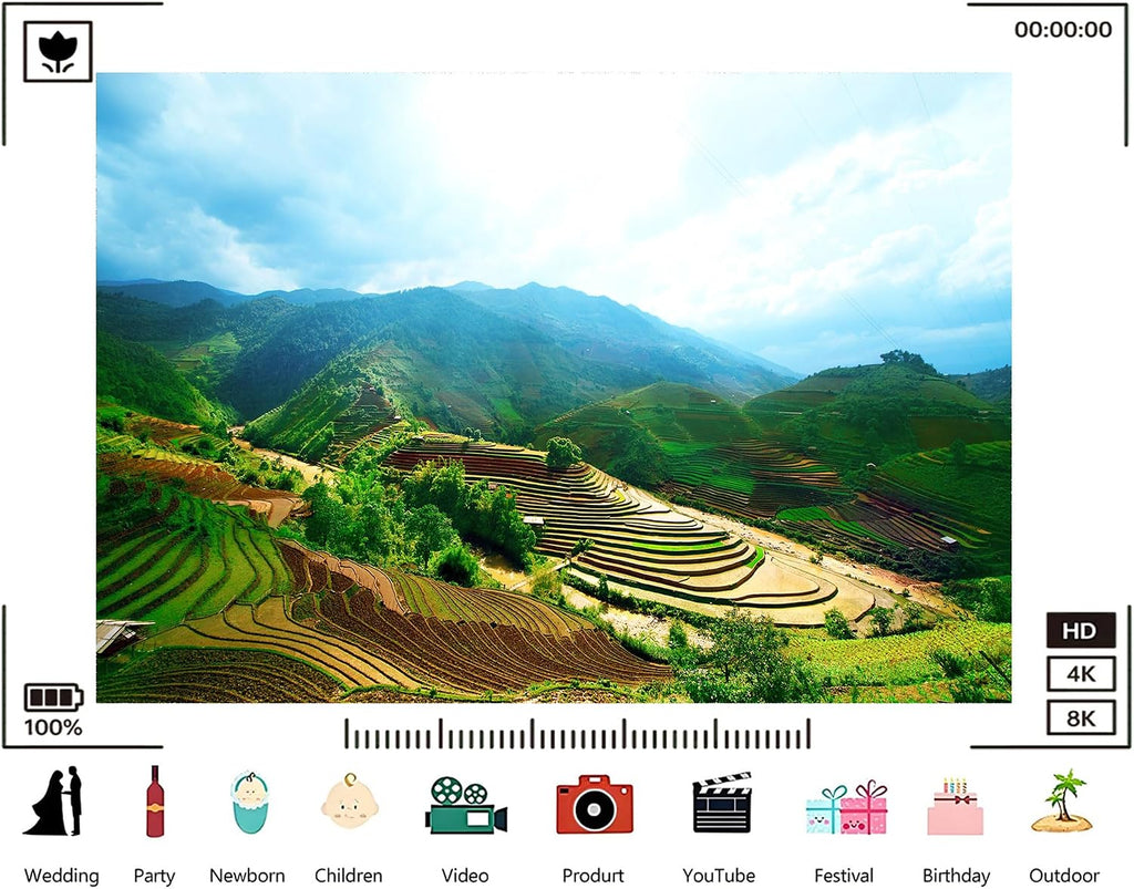 Trykid 20x10ft Lush Terraced Rice Field Mountain Backdrop Green Valley River Photography Background Agriculture Scenic Nature Gathering Party Decoration Tapestry Photo Booth Prop Fabric