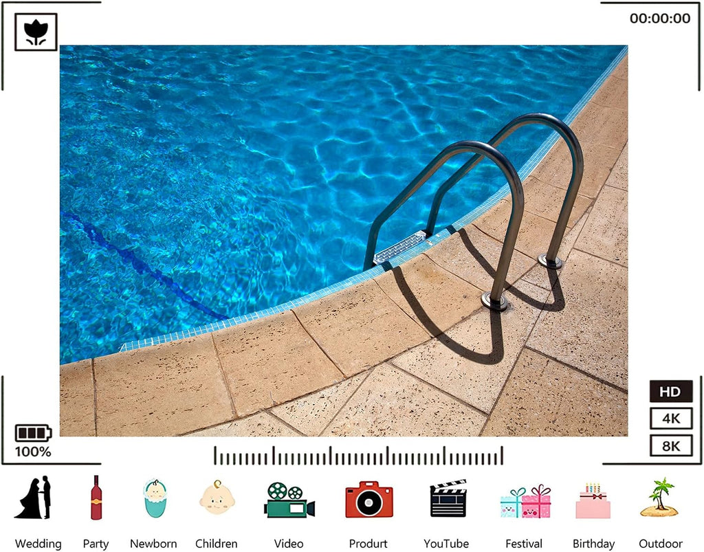 Trykid 20x10ft Swimming Pool Ladder Backdrop Clear Blue Water Stainless Steel Rails Beige Tiles Photography Background Summer Pool Party Birthday Home Decoration Photo Booth Prop Fabric