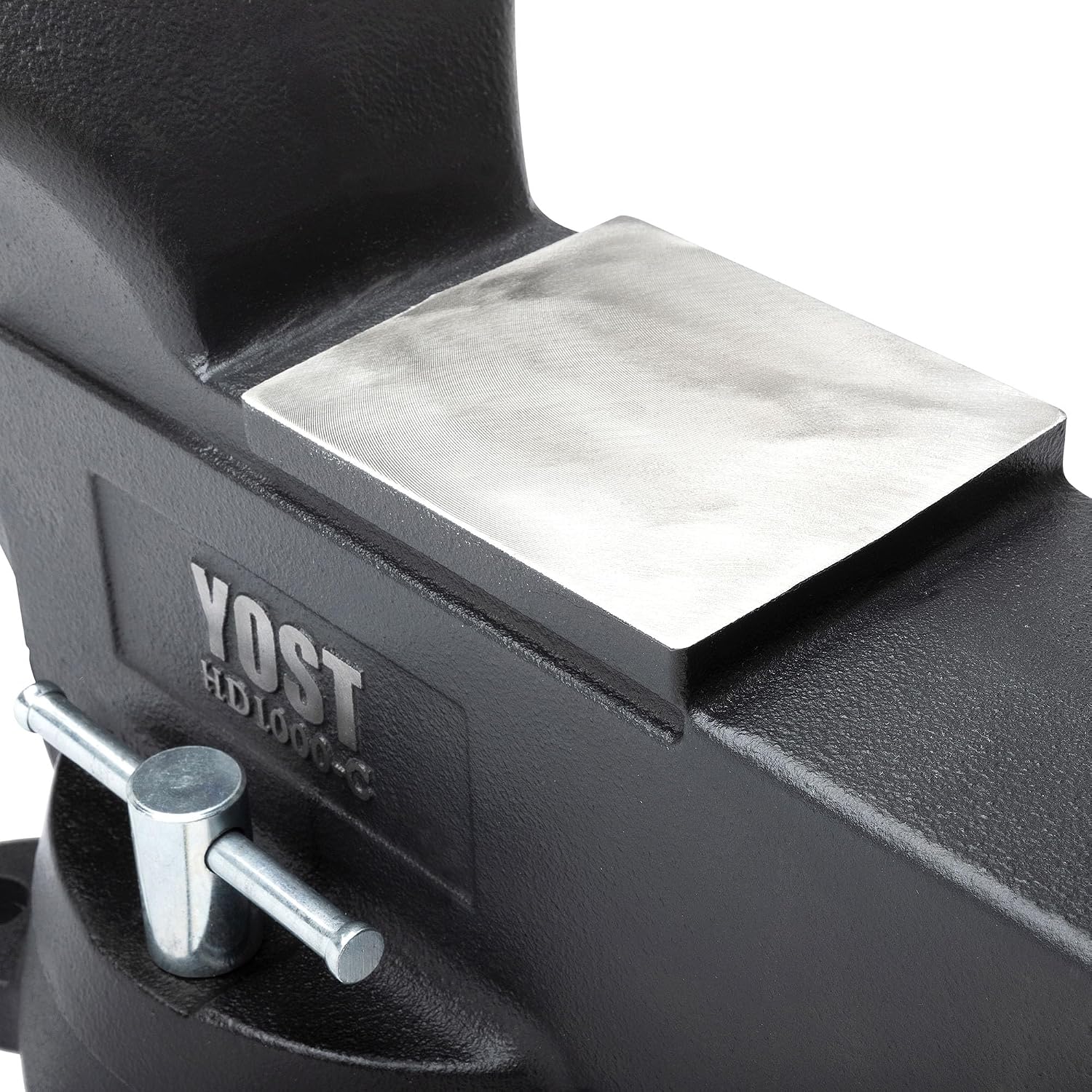 Yost HD1000-C Heavy Duty 10-Inch Mechanics Work Bench Vise | Heavy Duty Woodworking & Metal Work Table with Secure Grip Swivel Base | 60,000 PSI Casting Iron Material with Extra-large Anvil Surface