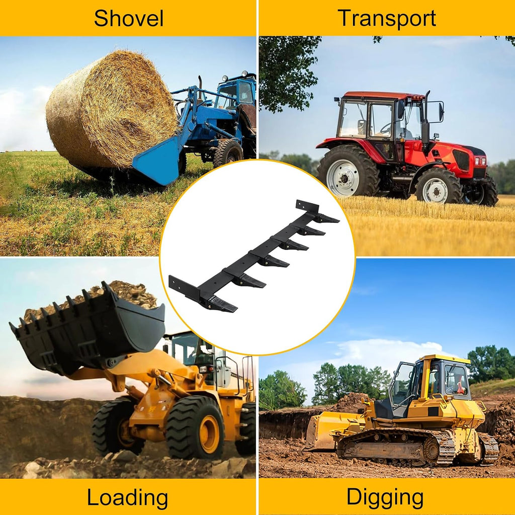59 inch Bucket Tooth Bar for Tractor, Clamp On Debris Forks 4000lbs Capacity, Heavy Duty Bucket Tooth Kit for Loader Or Skid Steer