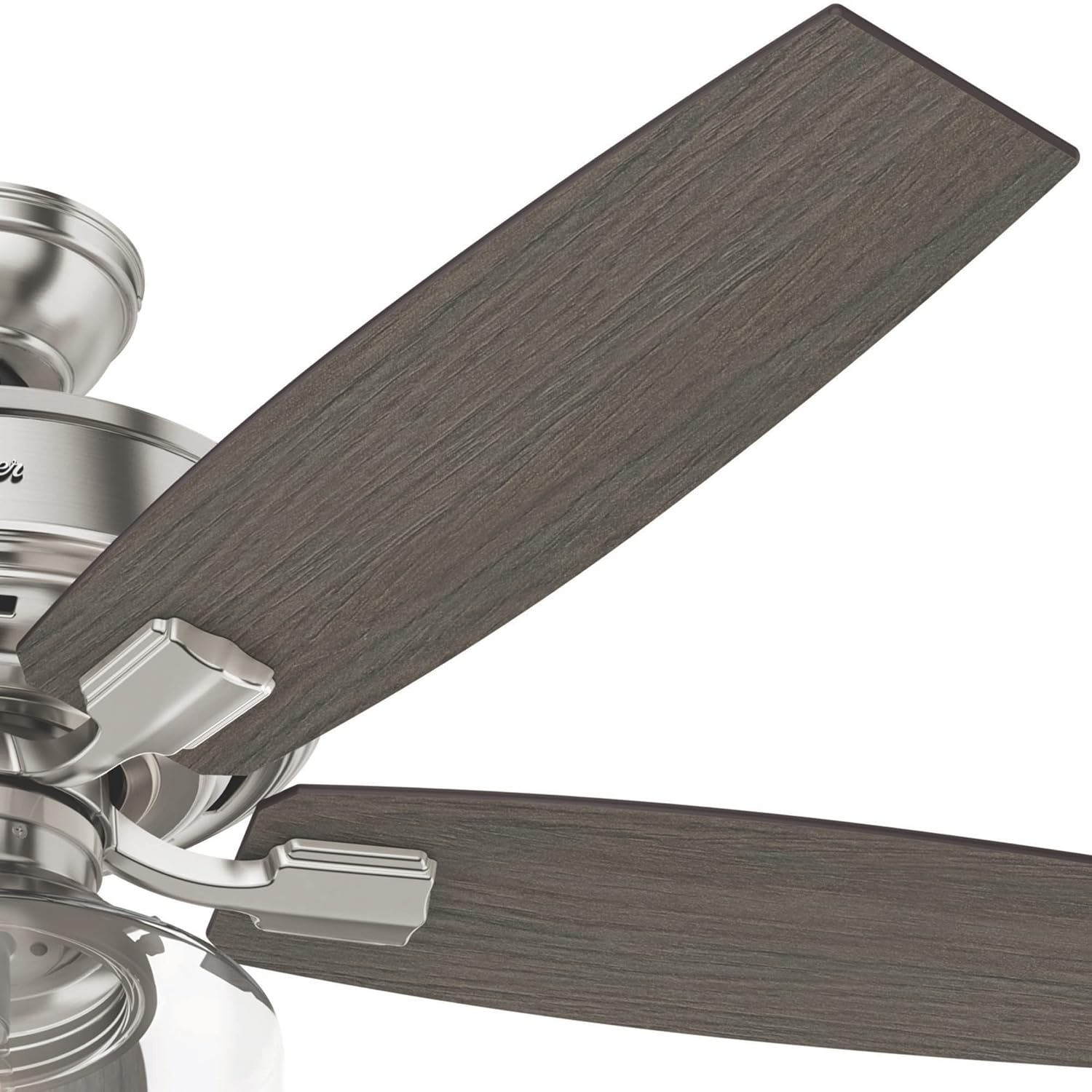 Hunter 52 inch Indoor Ceiling Fan with LED Light and Remote Control - Standard Mount Ceiling Fan, 5 Blades, for Bedroom, Living Room, or Kitchen, Quiet - Bennett 54188, Brushed Nickel