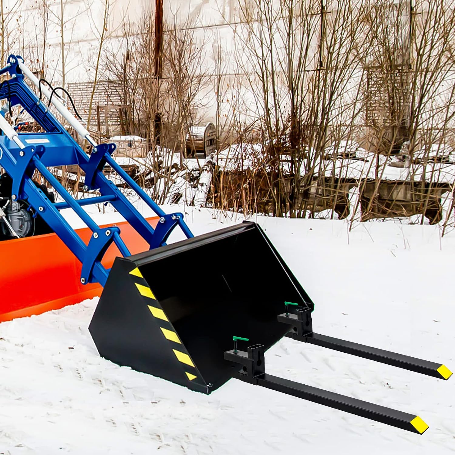 Clamp On Pallet Forks 1500 Lbs Max, 60' Total Length Tractor Bucket Forks, Heavy Duty Front Loader Forks for Skid Steer, Bucket Forks for Agriculture and Farm
