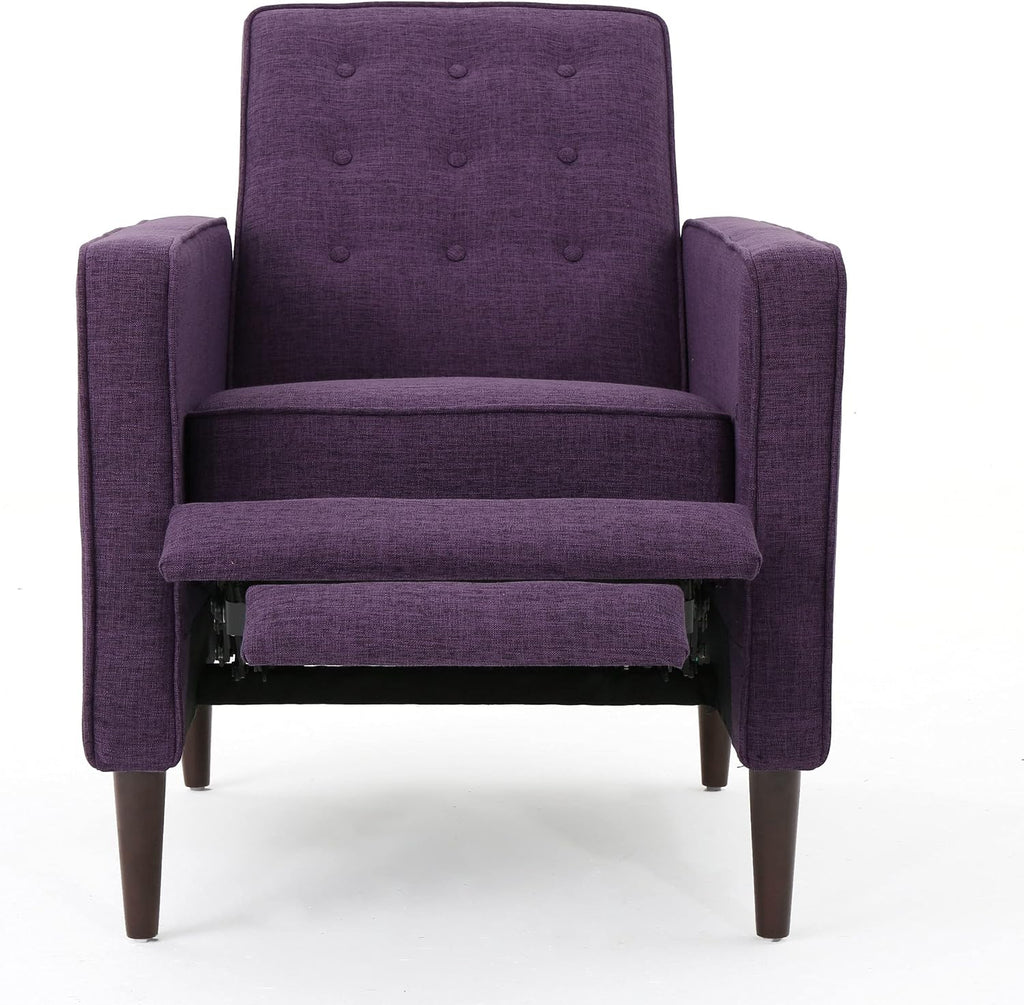 Christopher Knight Home Mervynn Mid-Century Modern Fabric Recliner,polyester, Muted Purple / Dark Espresso