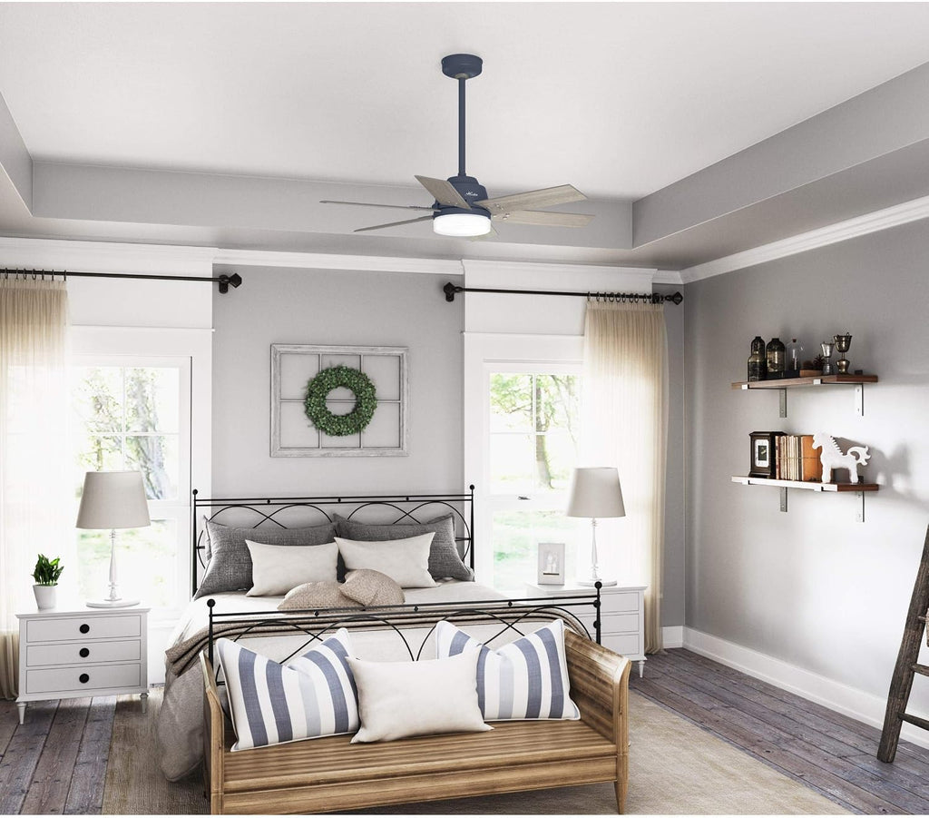 Hunter Fan 44 inch Casual Indigo Blue Indoor Ceiling Fan with LED Light Kit and Remote Control (Renewed)