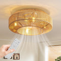 20' Boho Caged Ceiling Fan with Light Flush Mount Boho Caged Ceiling Fan Fandelier with Remote Control 6 Speeds Fandelier for Bedroom, Living Room, Kitchen