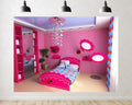 Trykid 20x10ft Pink Kids Bedroom Backdrop Floral Decor Playful Interior Scene Photography Background Cheerful Home Joy Party Decoration Tapestry Photo Booth Prop Fabric