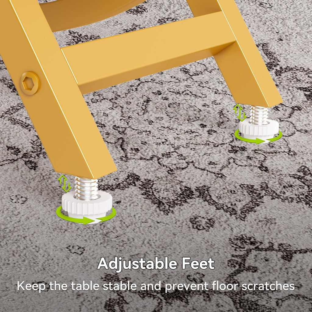LITTLE TREE End Table Set of 2, 4-Tier Narrow Faux Marble Side Table with Large Storage Space, Modern Nightatsnd and Bedside Table for Living Room, Home Office, Bedroom, White and Gold