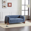 Christopher Knight Home Alma 63' Boucle Loveseat with Wood Legs, 2 Seater Sofa Couches for Living Room, Upholstered Couch Chair, Soft Seating Lounge Sofa Chair, Cozy Loveseat with Armrest, Navy Blue