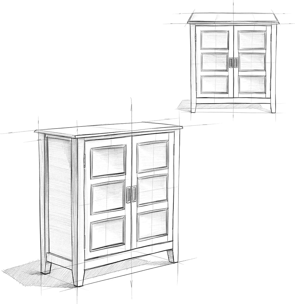 SIMPLIHOME Burlington Storage Cabinet - 30 inch Wide Solid Wood 2 Door Low Storage Unit in Mahogany Brown, Transitional Accent Cabinet for Living Room or Entryway with Adjustable Shelves