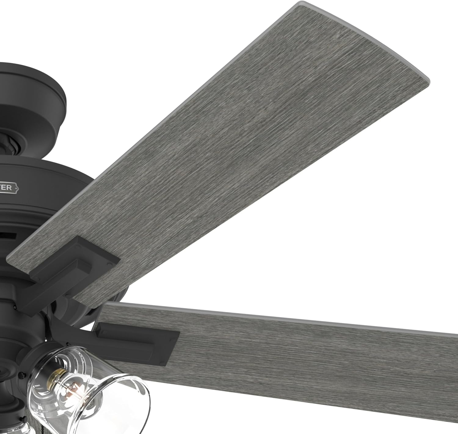 Hunter Fan 52 Inch Matte Black Ceiling Fan with Light and Pull Chain for Bedroom, Dining Room, Kitchen, Office (Renewed)