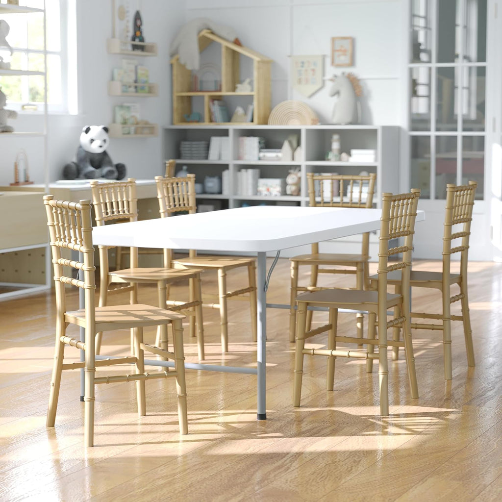 Flash Furniture Hercules 6 Pack Child's Gold Resin Party and Event Chiavari Chair for Commercial & Residential Use