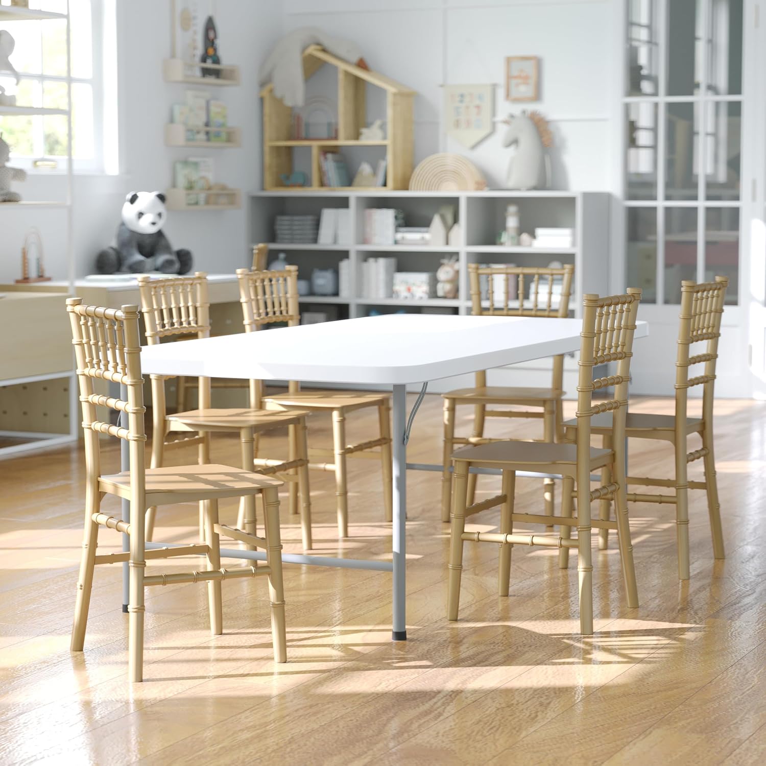 Flash Furniture Hercules 6 Pack Child's Gold Resin Party and Event Chiavari Chair for Commercial & Residential Use