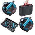8' Glass Suction Cups with Pressure Gauge, 2 Pack Vacuum Suction Cups with Metal Handle, Heavy Duty Hand-held Suction Cups for Glass & Granite Lifting, 440 lbs Load Capacity with Carrying Case