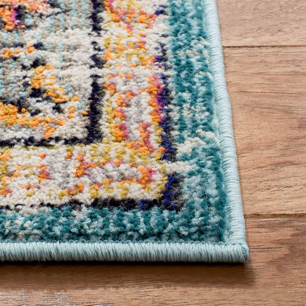 SAFAVIEH Madison Collection Area Rug - 9' x 12', Grey & Light Blue, Boho Chic Medallion Distressed Design, Non-Shedding & Easy Care, Ideal for High Traffic Areas in Living Room, Bedroom (MAD447F)