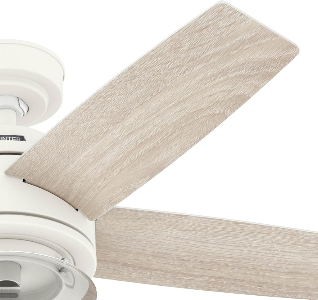 Hunter Fan 44 Inch White Indoor Ceiling fan with LED Light and Remote Control for Bedroom, Living Room/Family Room, Office, Basement, Kitchen, Dining Room (Renewed)