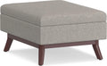 SIMPLIHOME Owen Coffee Table Storage Ottoman - 34' Wide x 19' High Upholstered Woven Fabric Rectangular Lift-Top Ottoman in Cloud Grey, Mid-Century Modern Bench for Living Room with Tapered Legs