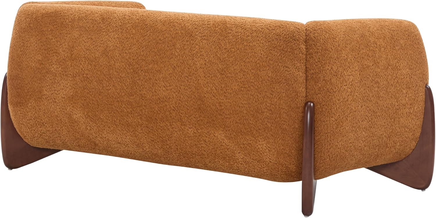 Christopher Knight Home Alma 63' Boucle Loveseat with Wood Legs, 2 Seater Sofa Couches for Living Room, Upholstered Couch Chair, Soft Seating Lounge Sofa Chair, Cozy Loveseat with Armrest, Caramel