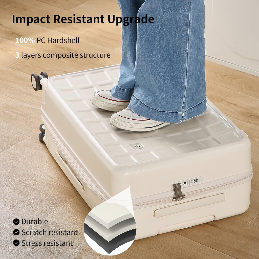 Luggage Sets 2 Piece with Spinner Wheel, 20/26 Inch Luggage with TSA Lock, 100% Lightweight PC Hard Shell travel luggage Suitcases for Men Women, 2-Piece Set, Coconut White