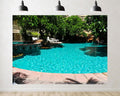Trykid 20x10ft Lush Green Pool Clear Turquoise Water Backdrop Serene Resort Oasis Tropical Foliage Photography Background Relaxation Getaway Event Decoration Photo Booth Prop Fabric