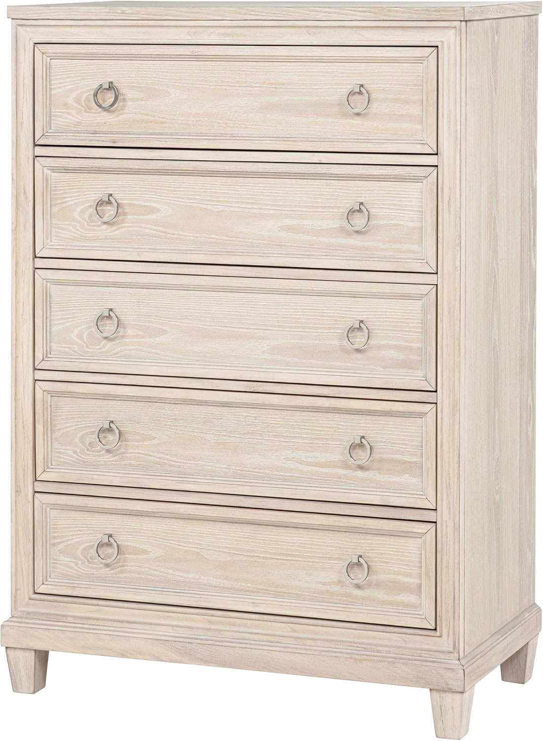 Coaster Home Furnishings - Pembroke - Wood - 5-Drawer Chest of Drawers with Stepped Trim, Ring Pulls, Hidden Storage, Rectangular Profile and Coastal Style - Bedroom - Washed Oak - 215925