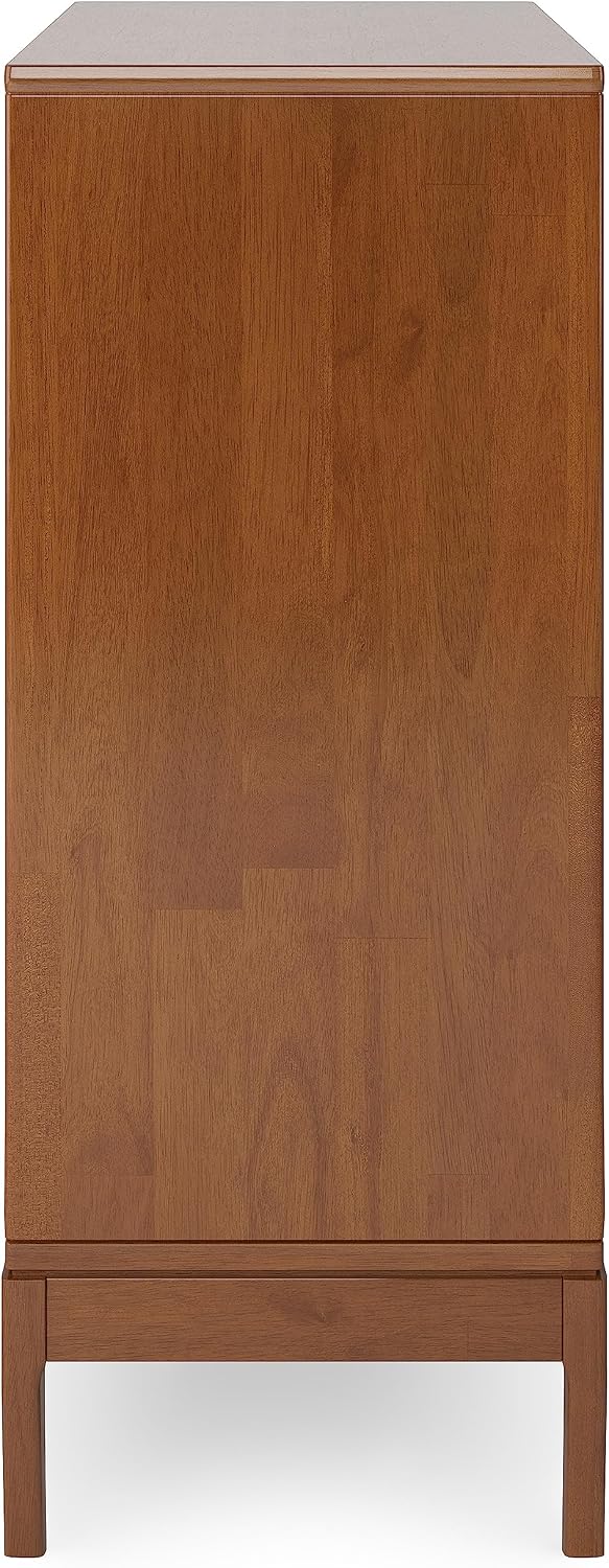 SIMPLIHOME Harper Solid Wood 48 inch Storage Cabinet in Teak Brown (Set of 2) for the Living Room, Entryway and Family Room