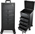 Yueieoun Nail Salon Cart with 4 Drawers,Rolling Makeup Train Case for Beauty,Cosmetology Case on Wheels,Trolley Cart,Lockable Organizer Travel Case for Manicure/Face Painting/Hairstylist/Tattoo Artist